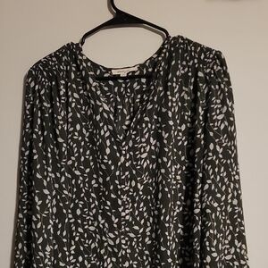 Elegant Green Leaf Print Blouse